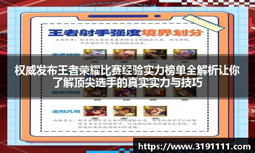 权威发布王者荣耀比赛经验实力榜单全解析让你了解顶尖选手的真实实力与技巧