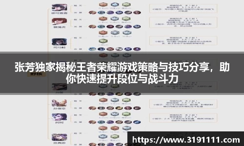 张芳独家揭秘王者荣耀游戏策略与技巧分享，助你快速提升段位与战斗力