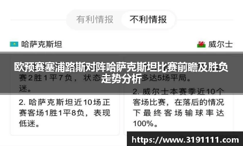 欧预赛塞浦路斯对阵哈萨克斯坦比赛前瞻及胜负走势分析